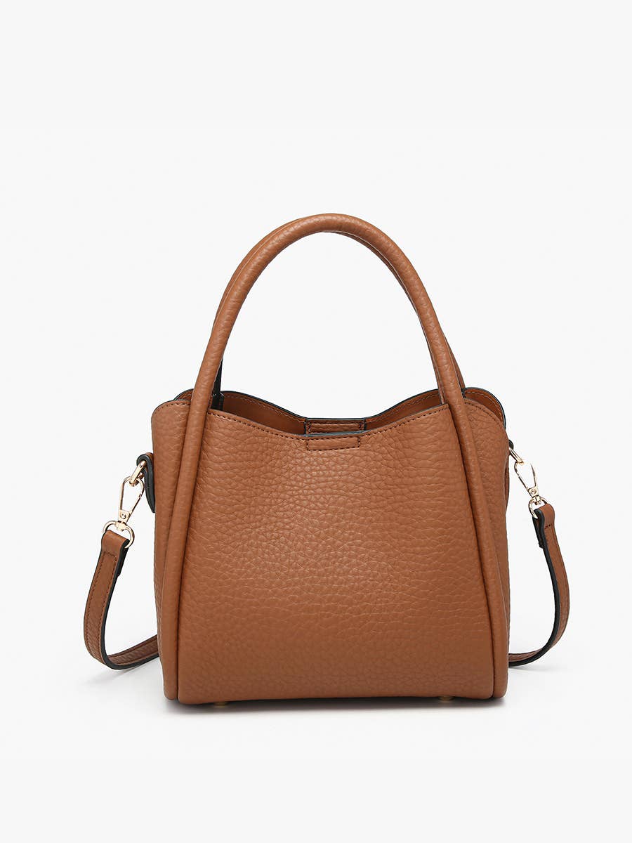M2533 Ruby 3 - Compartment Satchel w/ Dual Handles: Brown - Three:Twelve Boutique - Jen & Co.