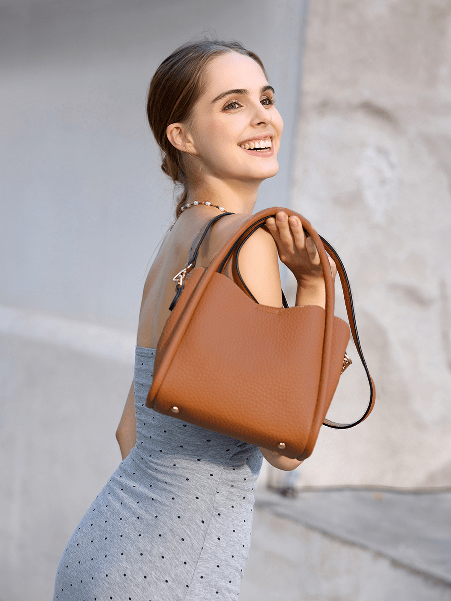 M2533 Ruby 3 - Compartment Satchel w/ Dual Handles: Brown - Three:Twelve Boutique - Jen & Co.
