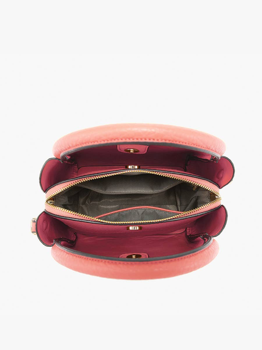 M2533 Ruby 3 - Compartment Satchel w/ Dual Handles: Brown - Three:Twelve Boutique - Jen & Co.