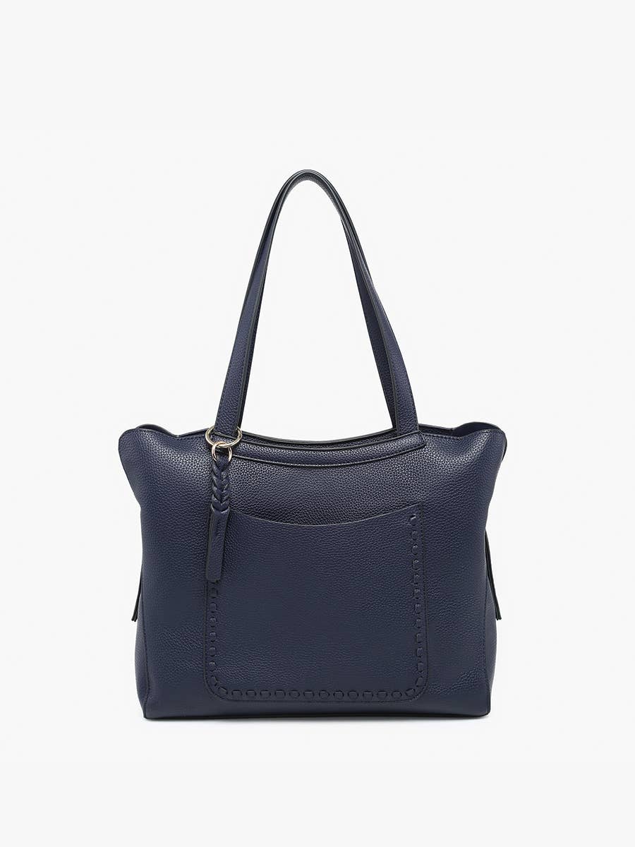 M2601 Hunter Pocket - Front Distressed Tote: Black - Three:Twelve Boutique - Jen & Co.