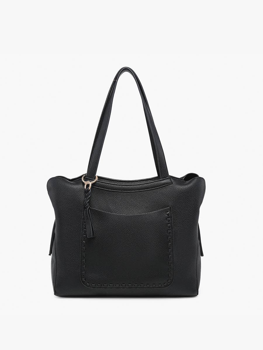 M2601 Hunter Pocket - Front Distressed Tote: Black - Three:Twelve Boutique - Jen & Co.