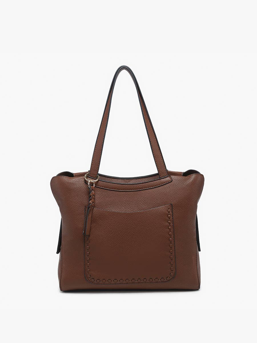M2601 Hunter Pocket - Front Distressed Tote: Brown - Three:Twelve Boutique - Jen & Co.