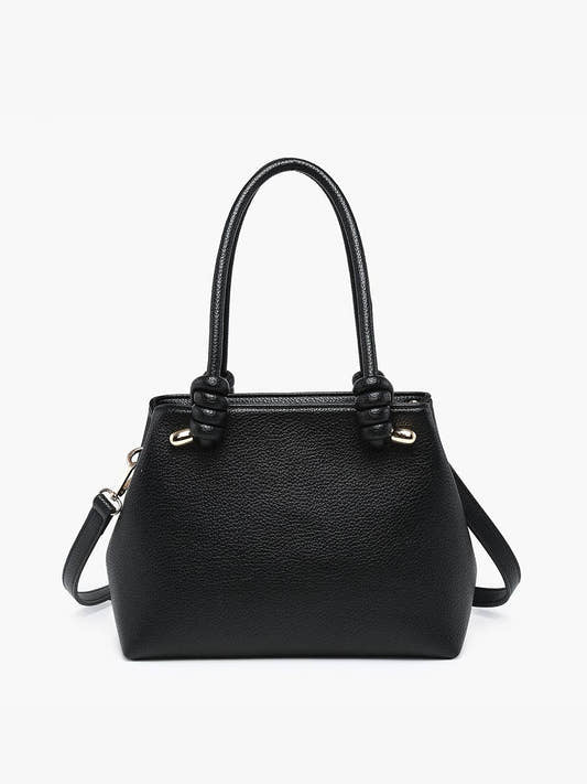 M2604 Blair Classic Satchel w/ Knotted Handles & Long Strap: Black - Three:Twelve Boutique - Jen & Co.