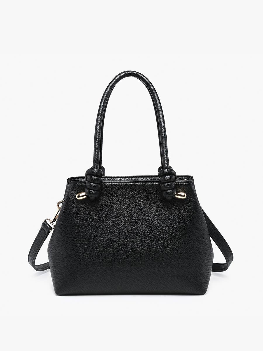 M2604 Blair Classic Satchel w/ Knotted Handles & Long Strap: Black - Three:Twelve Boutique - Jen & Co.