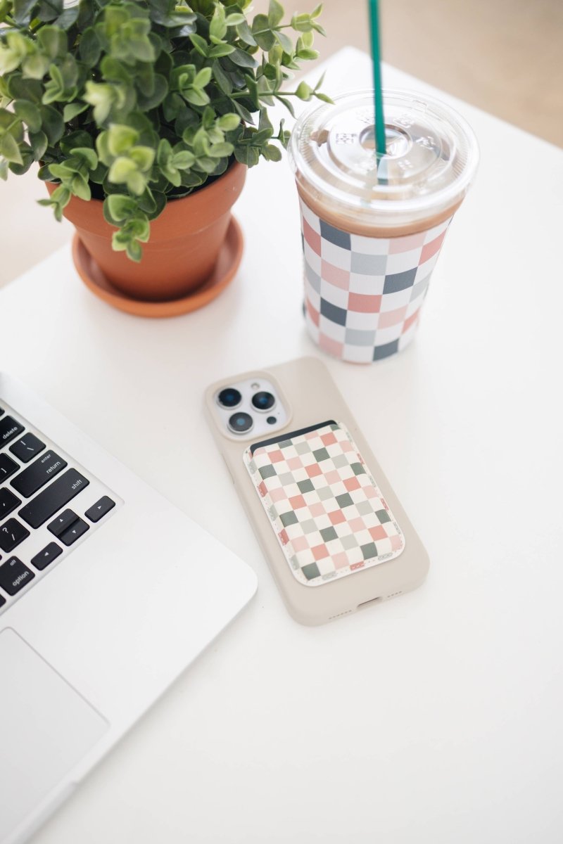 Magnet Phone Wallet, Magnetic card cash wallet: 14 Black Beige Daisy - Three:Twelve Boutique - Frederick Family Co.