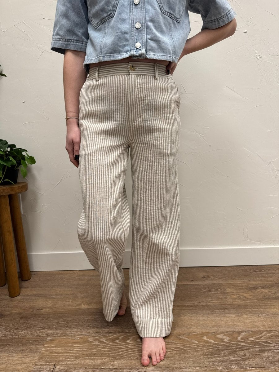 Front view of model wearing Maia high rise straight leg pants showing full fit — Three:Twelve Boutique