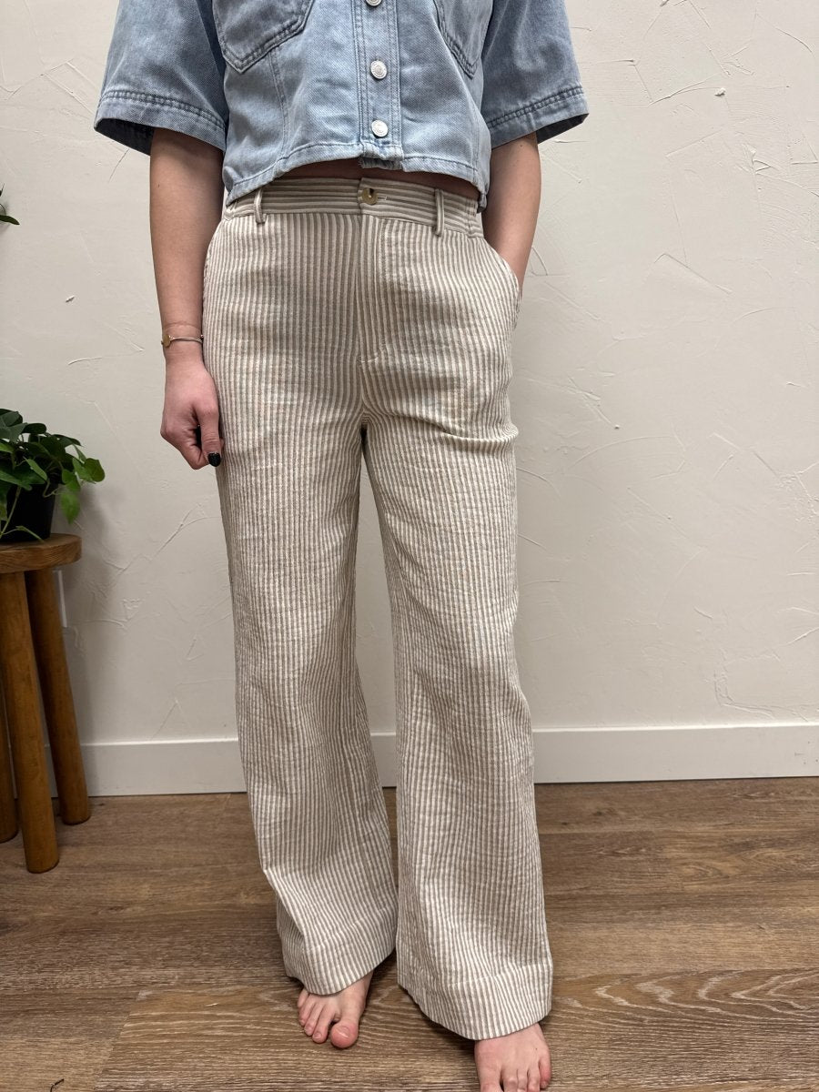 Front view of model wearing Maia high rise straight leg pants showing full fit — Three:Twelve Boutique