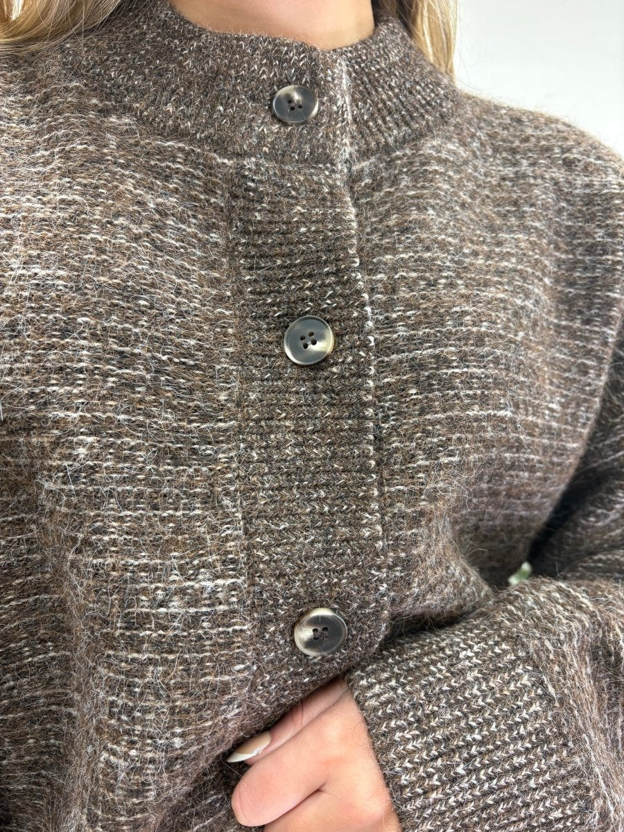 Marled Ribbed Trim Button Down Cardigan - Three:Twelve Boutique - Blu Pepper