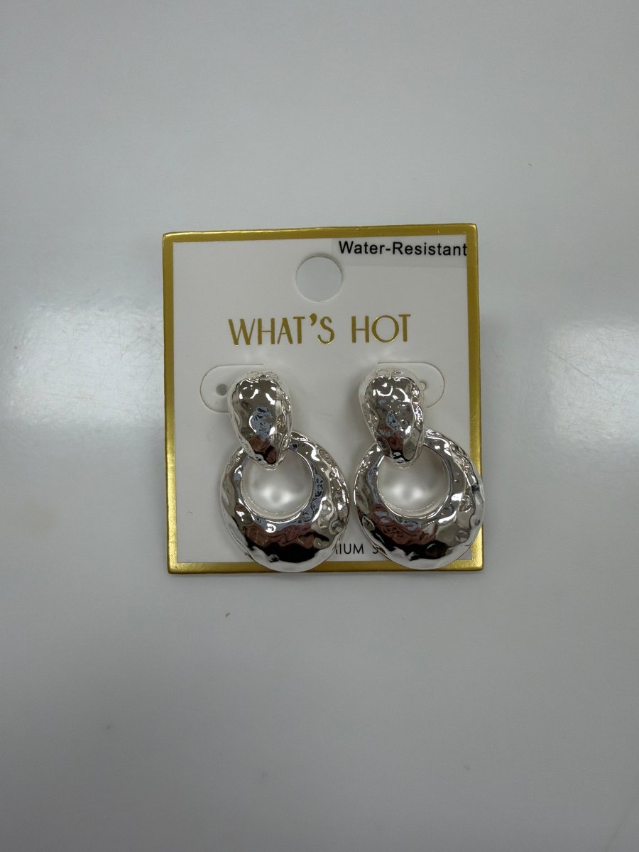 ME4409 Water Resistant 1" Two Drop Open Metal Stud Earring - Three:Twelve Boutique - whatshot