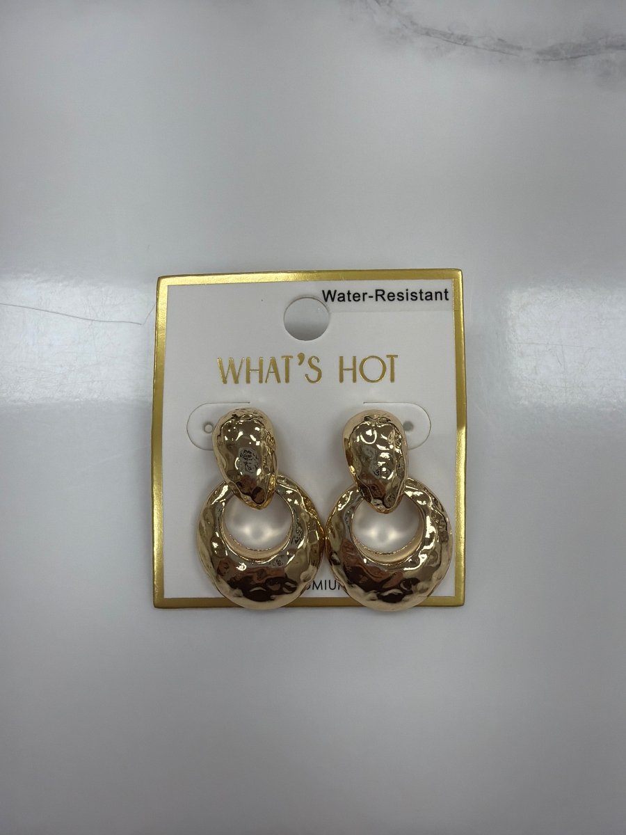 ME4409 Water Resistant 1" Two Drop Open Metal Stud Earring - Three:Twelve Boutique - whatshot