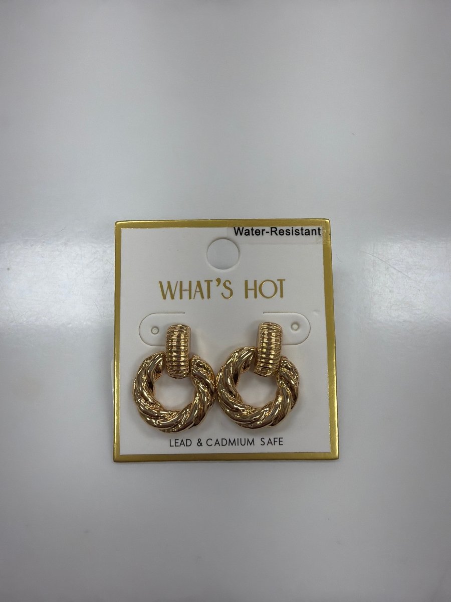 me4472 Water Resistant 1" Knot Shaped Round Open Stud Earring - Three:Twelve Boutique - whatshot