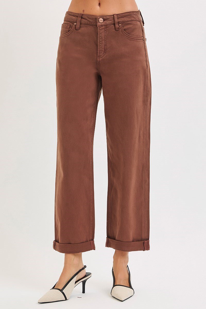 Mid Rise Ankle Barrel Relaxed Baggy Risen Jeans - Three:Twelve Boutique - Risen Denim