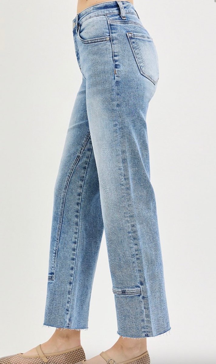 Mid Rise Ankle Straight Seamed Risen Jeans - Three:Twelve Boutique - Risen Denim