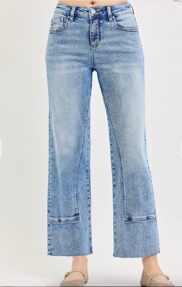 Mid Rise Ankle Straight Seamed Risen Jeans - Three:Twelve Boutique - Risen Denim