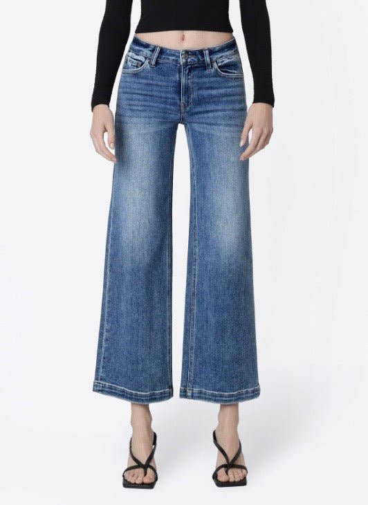 Mid Rise Medium Wash Ankle Wide jeans - Three:Twelve Boutique - VERVET