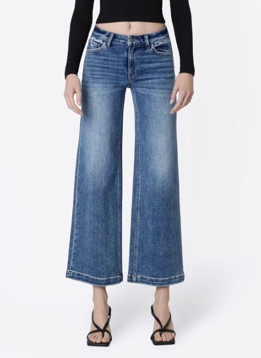 Mid Rise Medium Wash Ankle Wide jeans - Three:Twelve Boutique - VERVET