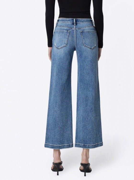 Mid Rise Medium Wash Ankle Wide jeans - Three:Twelve Boutique - VERVET