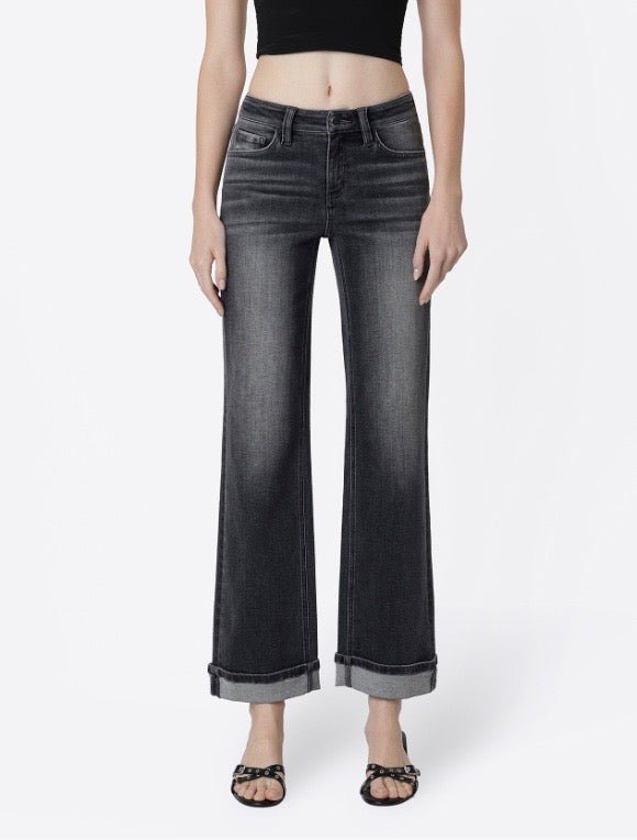 Mid Rise Slim Wide Flying Monkey with Cuff Jeans - Three:Twelve Boutique - flyingmonkey