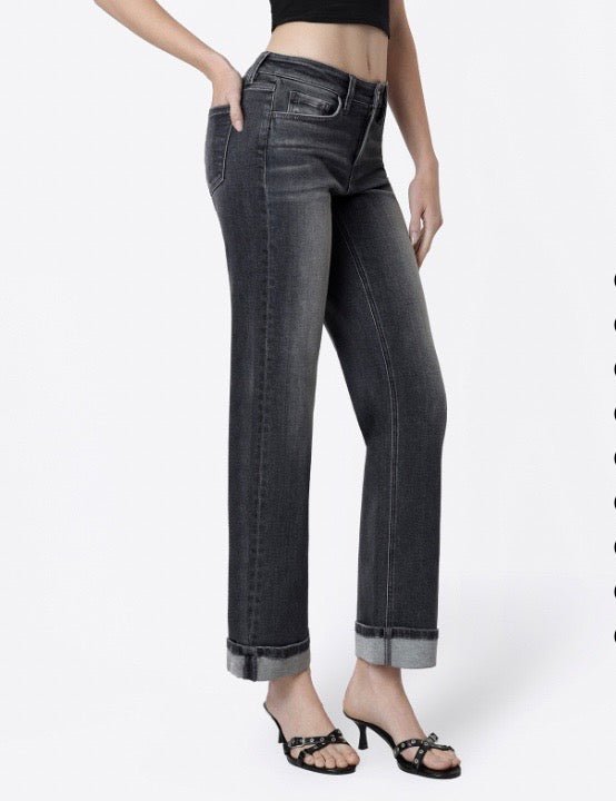 Mid Rise Slim Wide Flying Monkey with Cuff Jeans - Three:Twelve Boutique - flyingmonkey