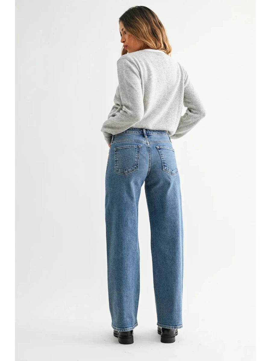 Mid Rise Slim Wide Leg - Three:Twelve Boutique - Just Black Denim