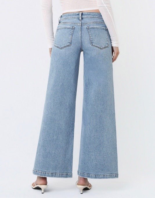 Mid Rise Vervet Wide Leg Jean with Slits - Three:Twelve Boutique - VERVET