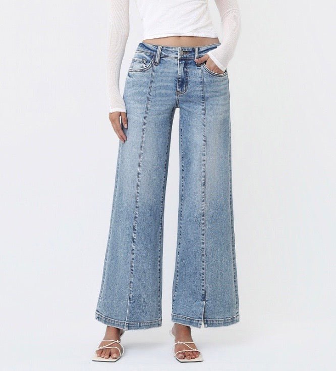 Mid Rise Vervet Wide Leg Jean with Slits - Three:Twelve Boutique - VERVET