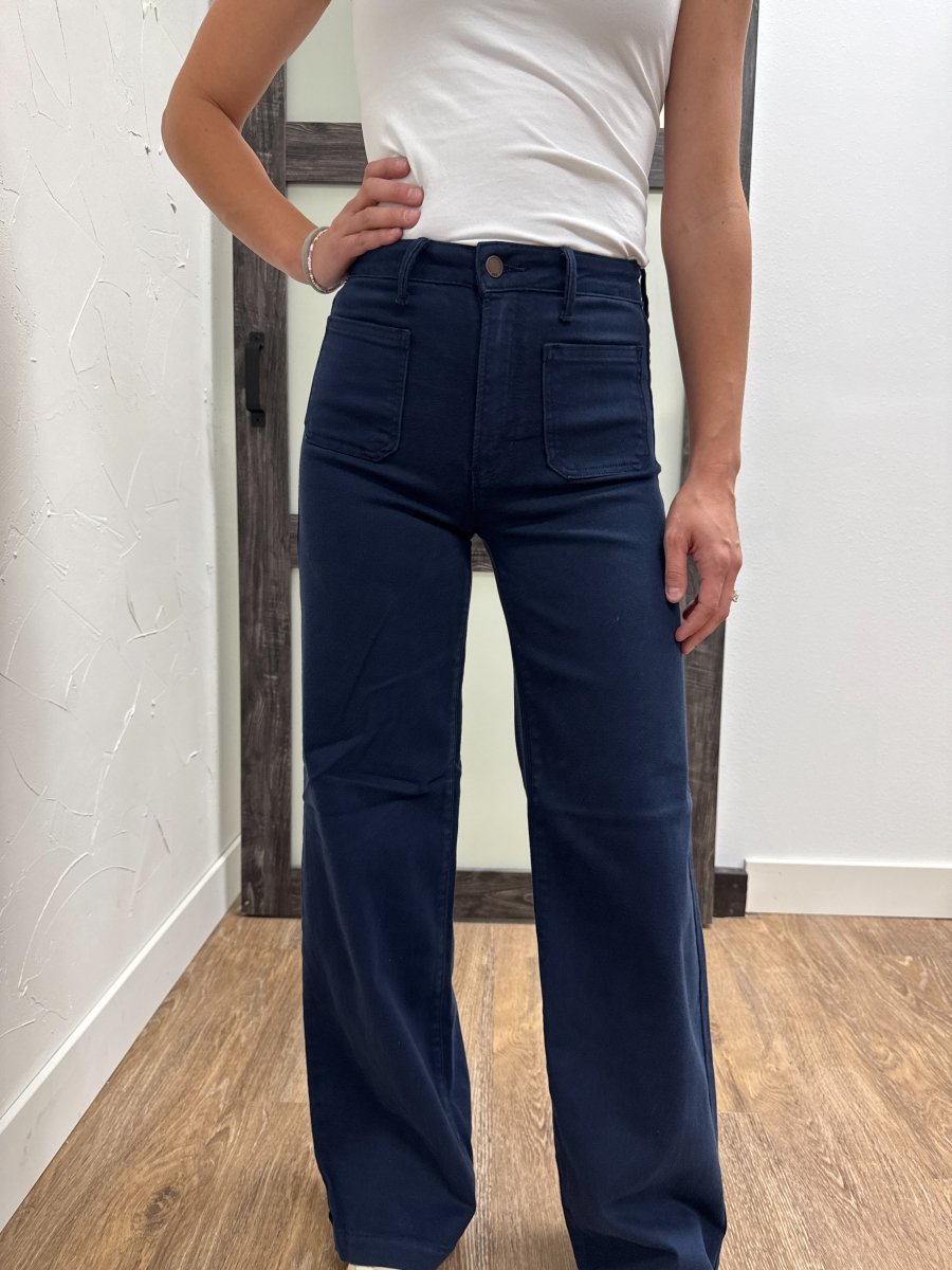 Mini Patch Pocket Wide Leg Denim - Three:Twelve Boutique - Three:Twelve