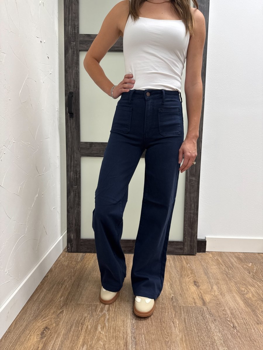 Mini Patch Pocket Wide Leg Denim - Three:Twelve Boutique - Three:Twelve