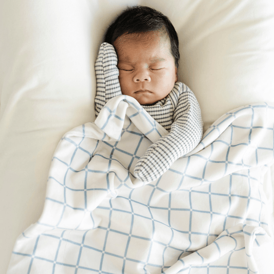 MINKY STRETCH RECEIVING BLANKETS: Grid - Three:Twelve Boutique - Saranoni