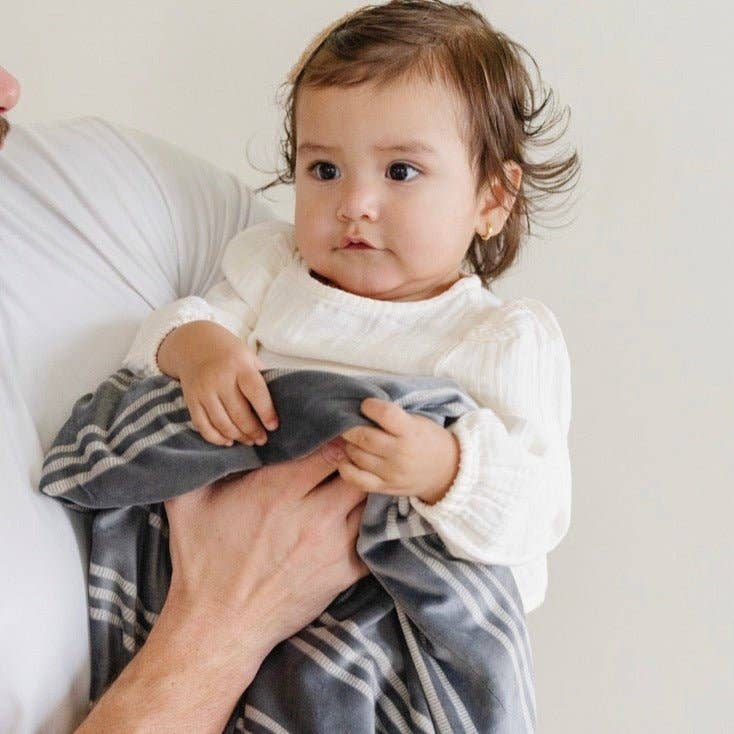 MINKY STRETCH RECEIVING BLANKETS: Grid - Three:Twelve Boutique - Saranoni