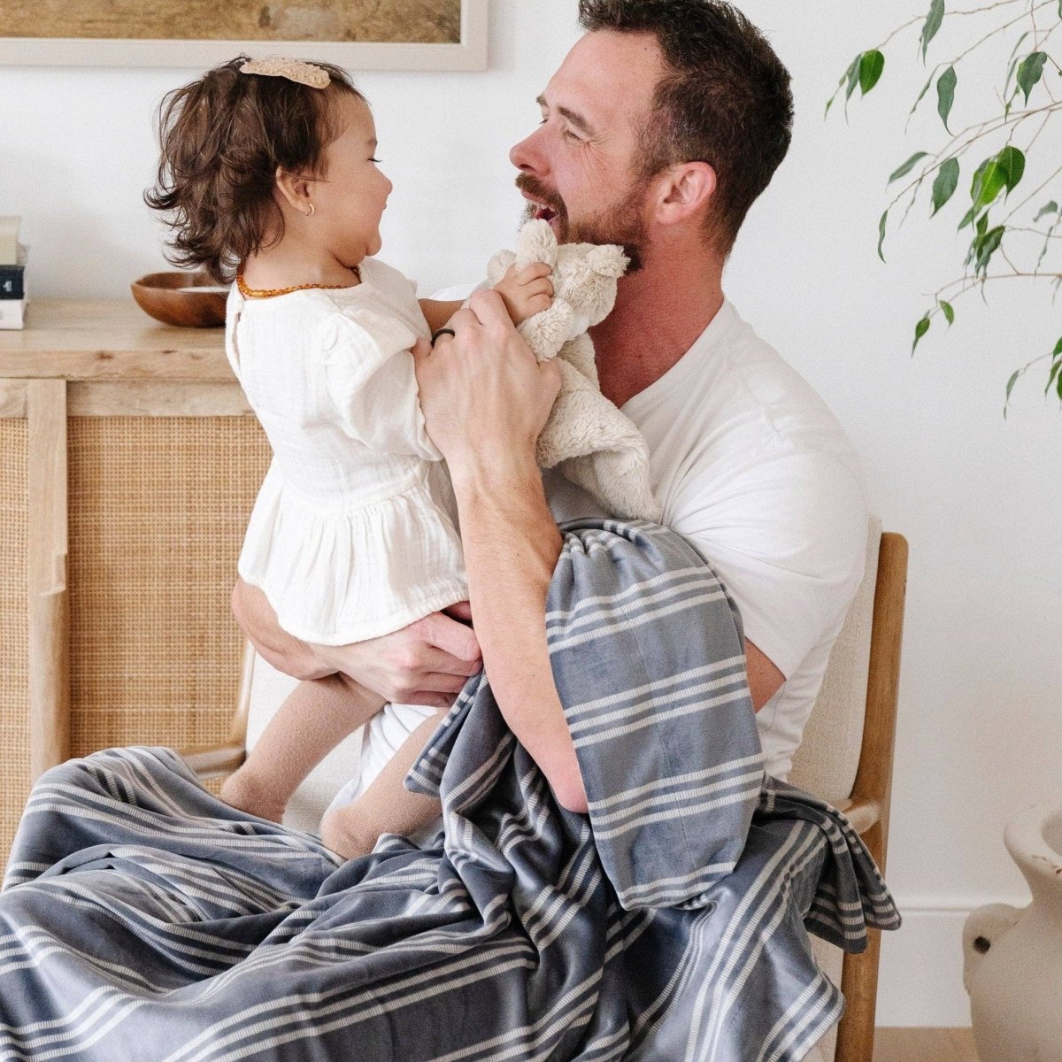 MINKY STRETCH RECEIVING BLANKETS: Neutral Checkered - Three:Twelve Boutique - Saranoni