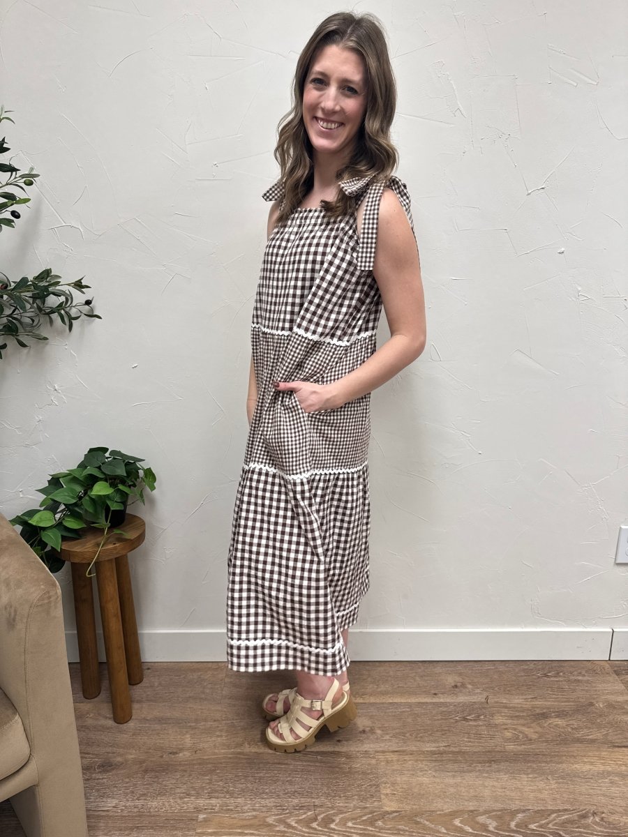 Multi Gingham Tiered Midi Dress - Three:Twelve Boutique - Wishlist