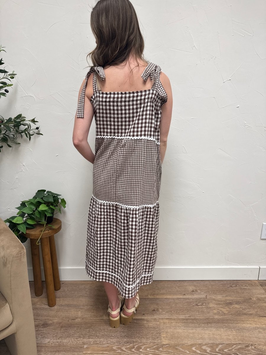 Multi Gingham Tiered Midi Dress - Three:Twelve Boutique - Wishlist