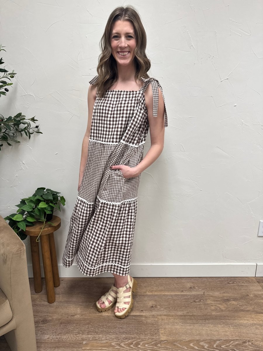Multi Gingham Tiered Midi Dress - Three:Twelve Boutique - Wishlist