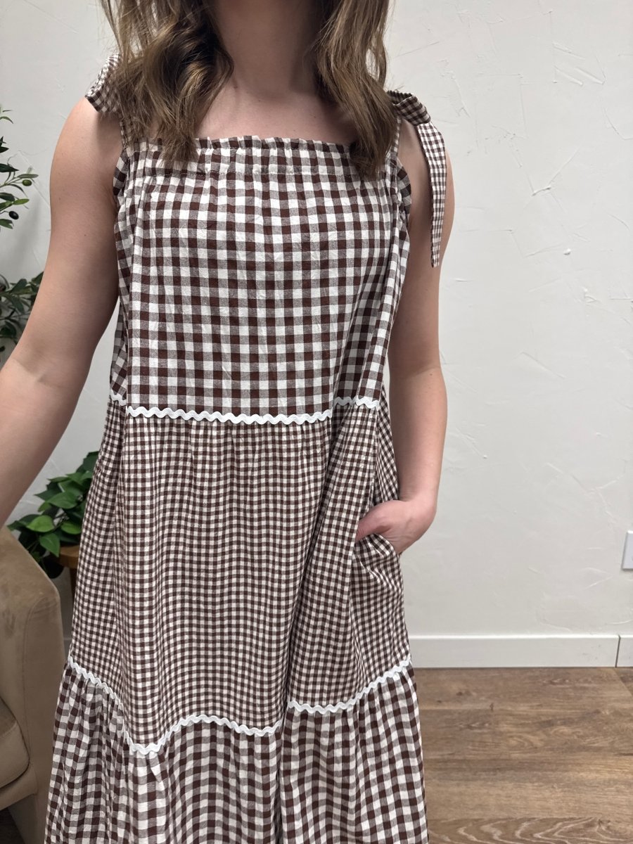 Multi Gingham Tiered Midi Dress - Three:Twelve Boutique - Wishlist