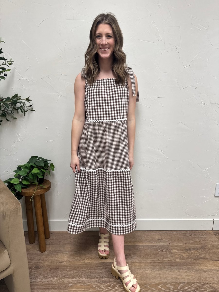 Multi Gingham Tiered Midi Dress - Three:Twelve Boutique - Wishlist