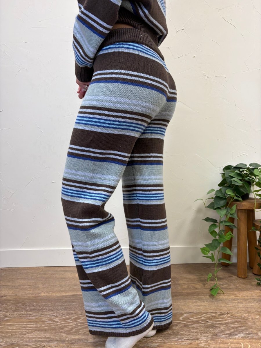 Multi Stripe Crew Neck Sweater and Wide Leg Pant Set - Three:Twelve Boutique - LE LIS