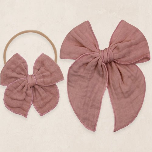 Muslin Heirloom Bow - Berry - Large - Alligator Clip - Three:Twelve Boutique - Lou Lou & Company