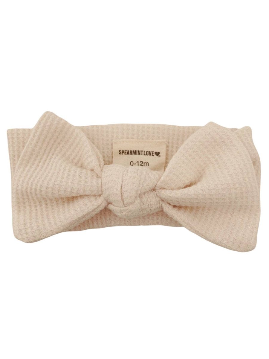 Organic Waffle Knot Bow, Snow - Three:Twelve Boutique - SpearmintLOVE