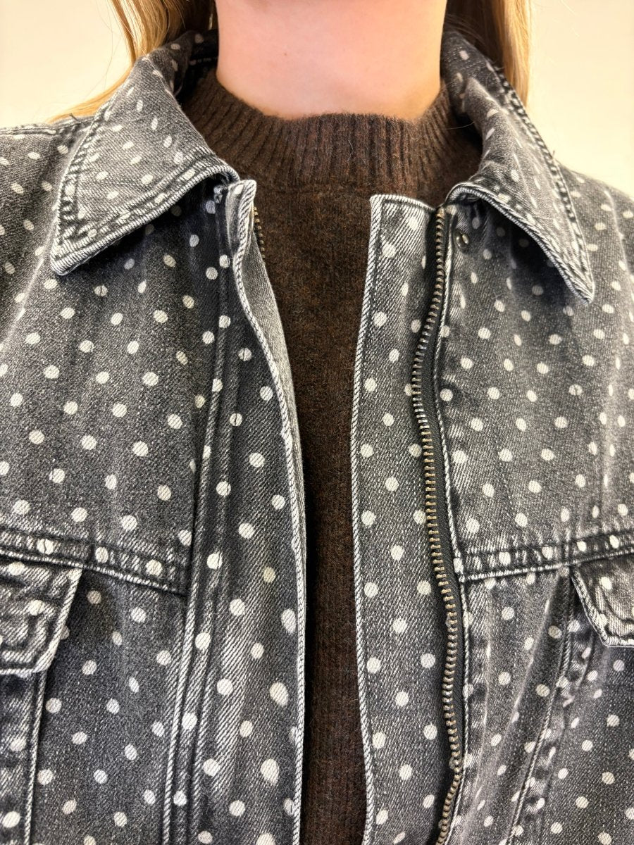 Oversized Polka Dot Denim Jacket - Three:Twelve Boutique - Sunday Edition by LE LIS