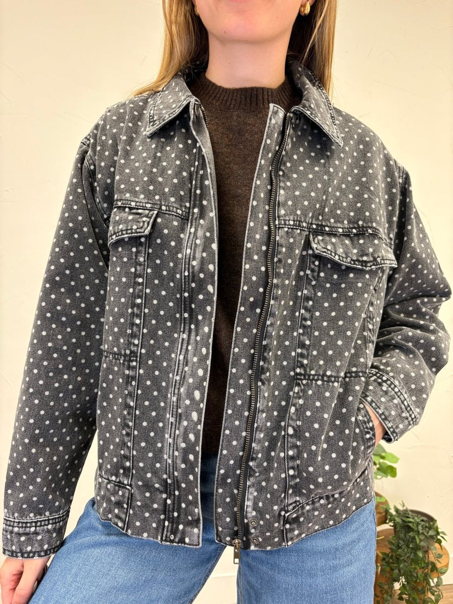 Oversized Polka Dot Denim Jacket - Three:Twelve Boutique - Sunday Edition by LE LIS