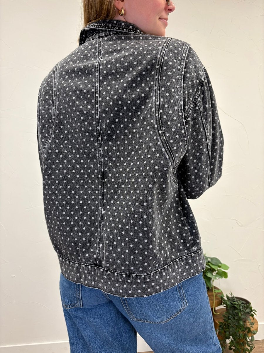Oversized Polka Dot Denim Jacket - Three:Twelve Boutique - Sunday Edition by LE LIS