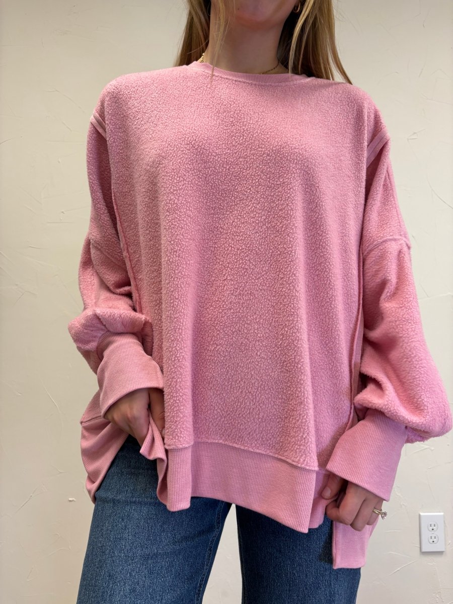 Oversized Raw Edge Crew Neck Sweatshirt - Three:Twelve Boutique - Hyfve