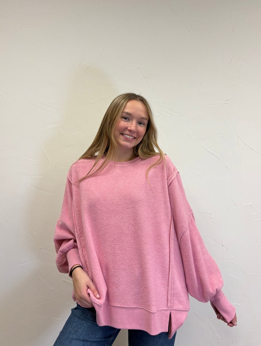 Oversized Raw Edge Crew Neck Sweatshirt - Three:Twelve Boutique - Hyfve