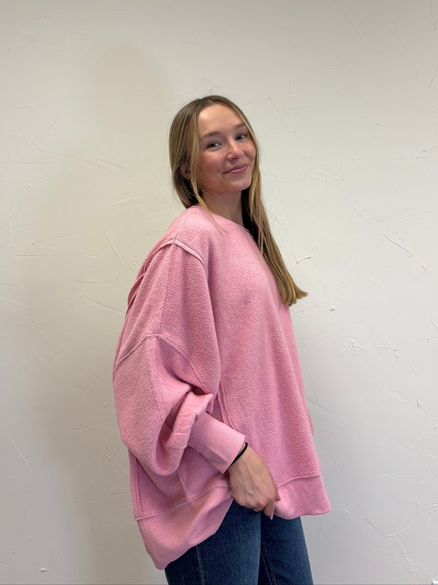 Oversized Raw Edge Crew Neck Sweatshirt - Three:Twelve Boutique - Hyfve