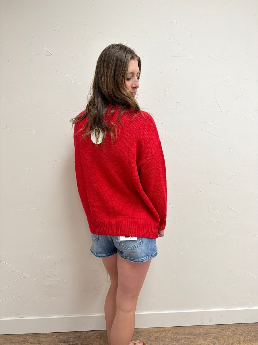 Back view of model wearing Oversized Sweater Top for Women – Cozy Relaxed Fit Knit Pullover