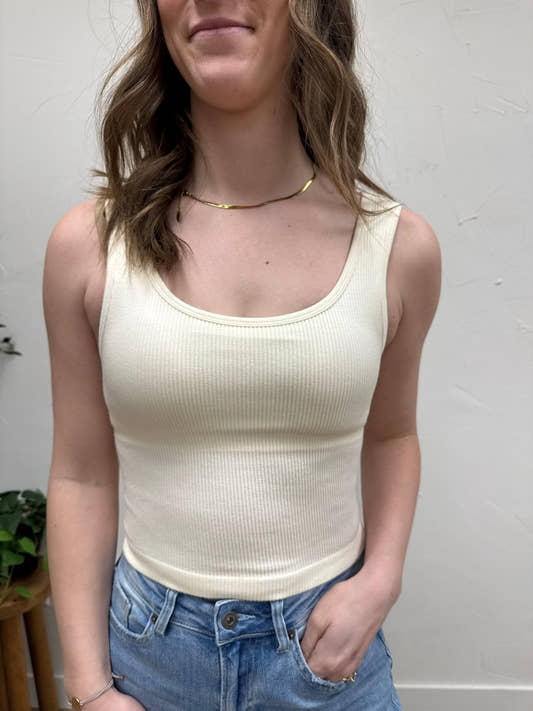 Padded Ribbed Tank Top - Three:Twelve Boutique - Bytogether