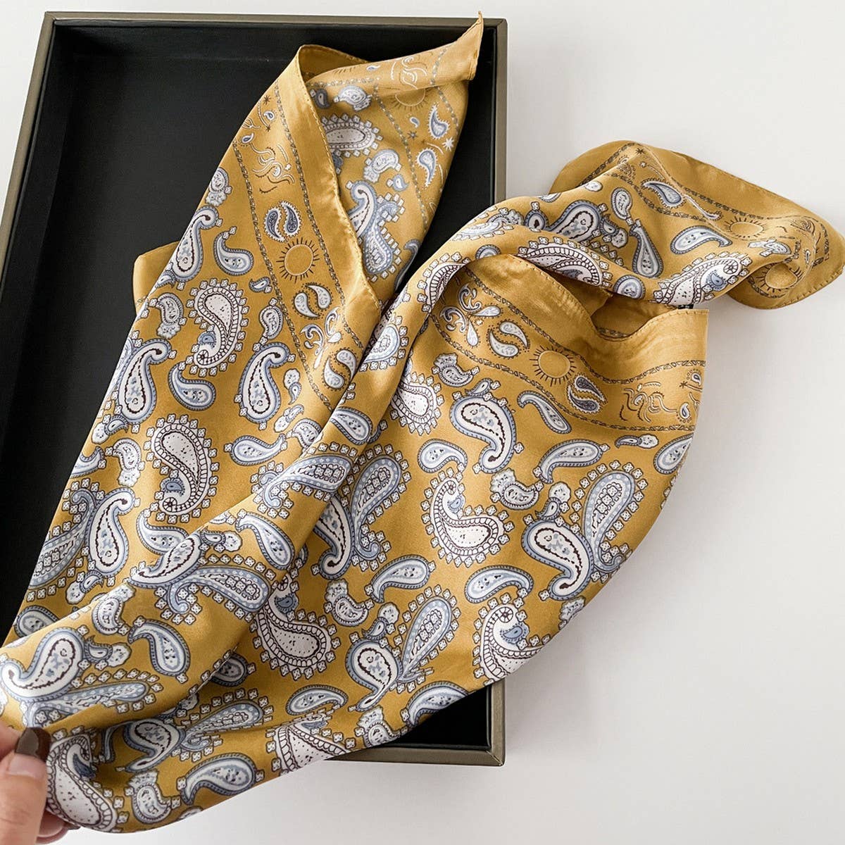 Paisley Satin Square Scarf – 70cm Lightweight Neck & Hair Scarf - Three:Twelve Boutique - ACCITY