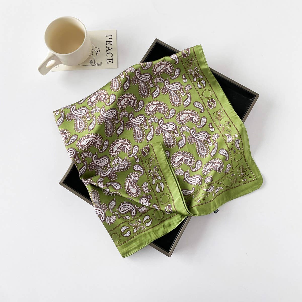 Paisley Satin Square Scarf – 70cm Lightweight Neck & Hair Scarf - Three:Twelve Boutique - ACCITY