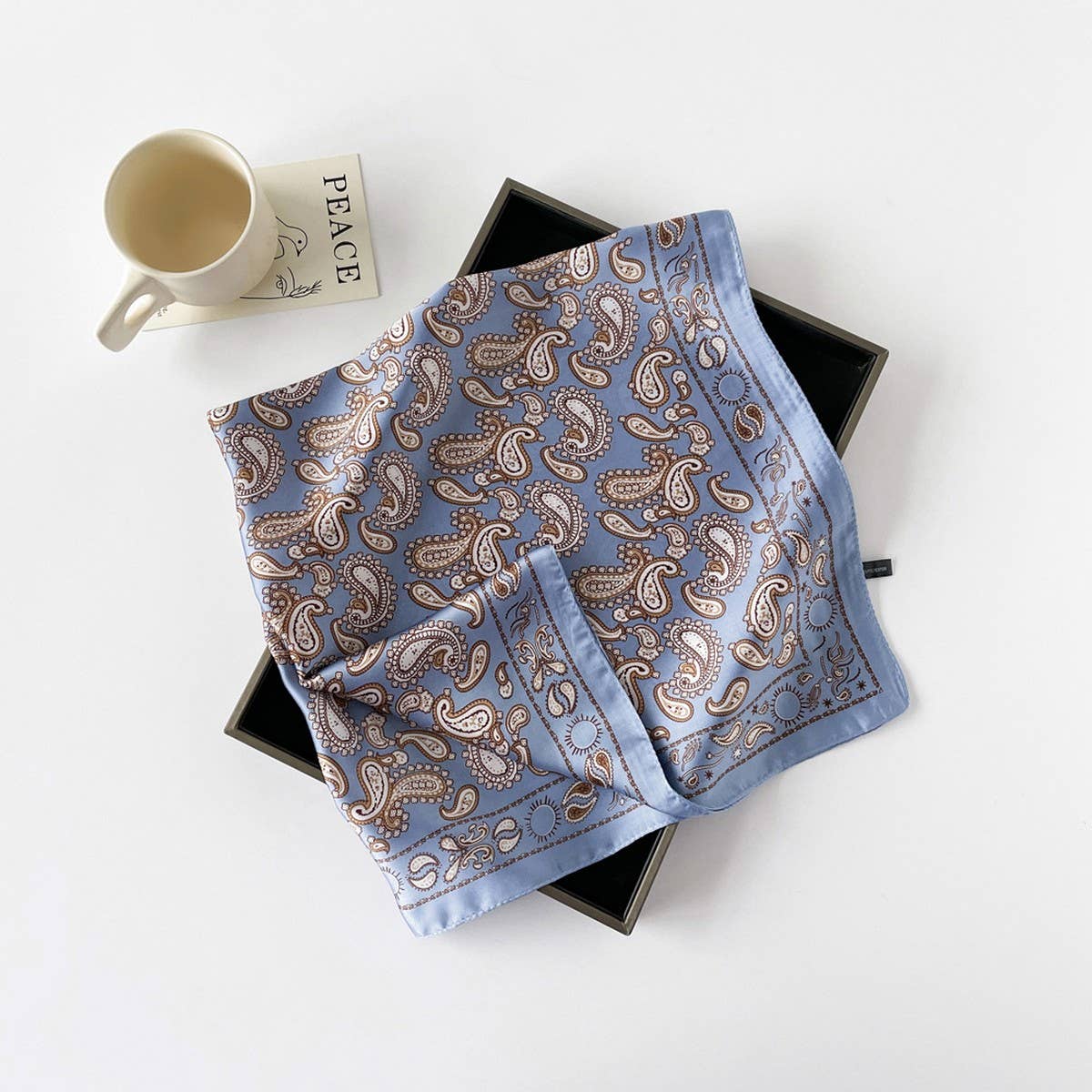 Paisley Satin Square Scarf – 70cm Lightweight Neck & Hair Scarf - Three:Twelve Boutique - ACCITY